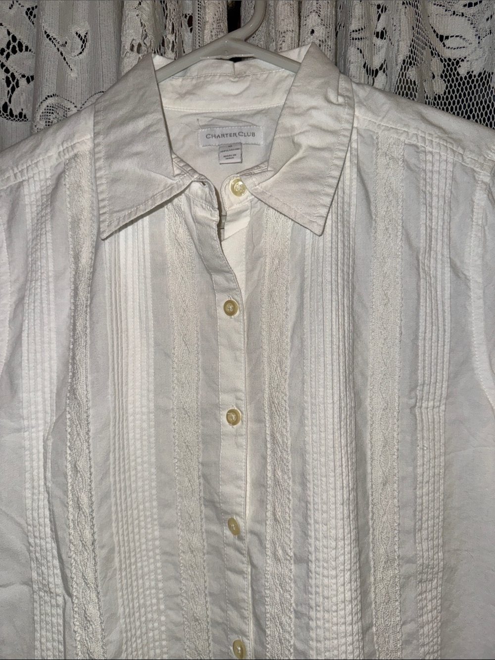 Charter Club white Button-Front Cotton Shirt - Picture 3 of 9